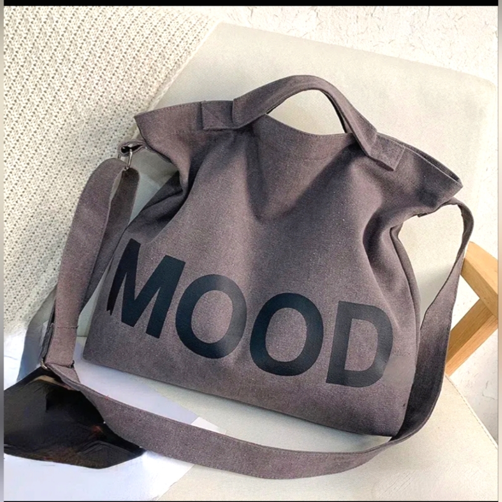 Unisex Y2K Style Grey Canvases Shoulder Bag